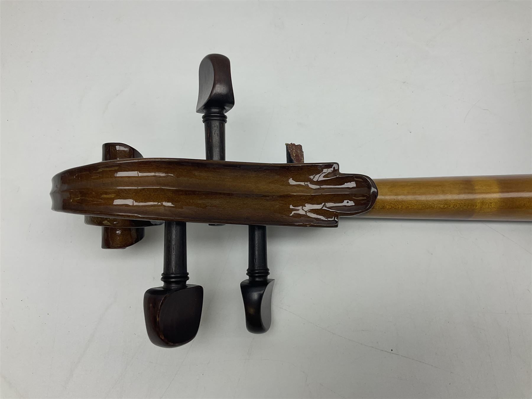 Stentor Student I quarter-size cello with 59.5cm two-piece maple back and ribs and spruce top; bears maker's label with serial no.M072648 L95.5cm overall; in Stentor soft carrying case with bow