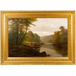 William Mellor (British 1851-1931): 'On the Wharfe - Bolton Woods', oil on canvas signed, titled verso 50cm x 75cm