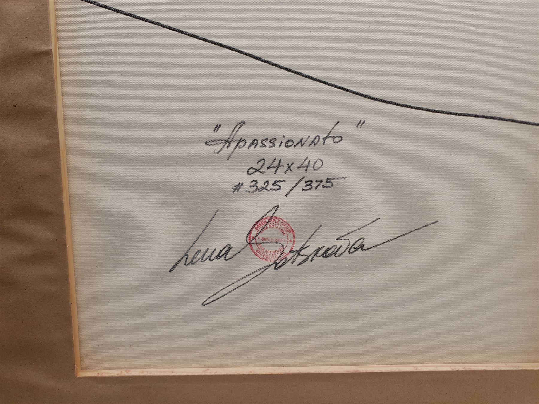 Lena Sotskova (Russian 1963-): 'Apassionato', hand embellished giclee print on canvas signed, titled and numbered 325/375 verso 60cm x 101cm