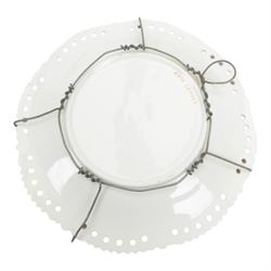 Two 19th century Samson porcelain plates, decorated in the Chelsea style with exotic birds, flowers and insects, each with spurious gold anchor mark verso, largest example D24cm, together with a 19th century dessert plate, possibly Worcester, hand painted with a hummingbird, within a gilt band and pink border, D22.5cm, and a further 19th century dessert plate with shaped and pierced rim, hand painted with a view of Loch Lomond and titled verso, D22cm, (4)