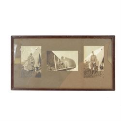 Collection of five original photographs relating to the Royal Flying Corps, including Early Aerial photograph of Hasting 1917, an aeroplane in flight etc 
