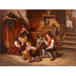 Sylvanus Redgate (British 1827-1907): 'Breakfast Time' Interior Scene with Children and Te...
