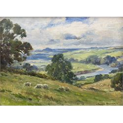 Owen Bowen (Staithes Group 1873-1967): 'Wharfe Valley from Harewood Avenue', oil on board signed, titled on label verso 29cm x 40cm 
Provenance: by direct descent through the artist's family, never previously been on the market