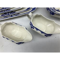 Burgess and Leigh Middleport pottery dinner wares decorated in the ‘Milford’ pattern, to include lidded tureens, graduated meat plates, dinner plates etc 