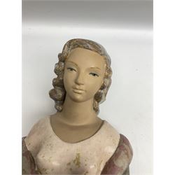 Lladro gres figure, Meditation, modelled as figure of a lady praying, sculpted by Julio Fernandez, no 14952, year issued 1976, year retired 1979, H43cm