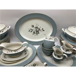 Royal Doulton Rose Elegans pattern tea and dinner wares, to include teapot, fourteen cups and saucers, two milk jug, cream jug, two sucriers, two covered serving dishes, serving platter, etc (98+)