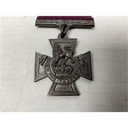 Victoria Cross, an official Hancocks & Co, London replica, the reverse engraved ‘Hancocks 70’, in fitted leather case of issue; Auctioneer's Note: The Victoria Cross was instituted on 29th January 1856, with the first awards backdated to 1854, and in the first 150 years of its existence was awarded on 1,355 occasions (1,352 Crosses and 3 Second Award Bars). To mark the 150th Anniversary, the London jewellers Hancocks, who have manufactured every Victoria Cross ever awarded, issued a limited edition replica, the replicas all individually numbered on the reverse, with the edition limited to 1,352 replica crosses.