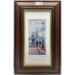 Arthur Zurabyan (20th century): 'Paris' with the Eiffel Tower in the distance,  pair oils on canvas signed, titled and dated 2021 on the mount 20cm x 10cm (2)