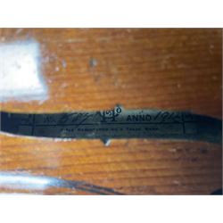 Early 20th century French Mirecourt violin with 35.5cm two-piece maple back and ribs and spruce top; bears label 'The Garrodus Violin H & Co No.1587 Anno 1912' L59cm overall; in modern fitted case with bow