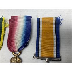 WW1 group of three medals comprising British War Medal, 1914-15 Star and Victory Medal awarded to 1270 Dvr. J. Fisher A.S.C.; and Territorial Efficiency Medal to T4-214571 Dvr. J. Fisher R.A.S.C.; all with ribbons (4)