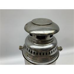 Copper and brass ship’s lamp marked ‘Anchor’, H25cm, Feuer hand storm lantern, Bialaddin Model 315 paraffin lamp and an Anchor lamp (4)