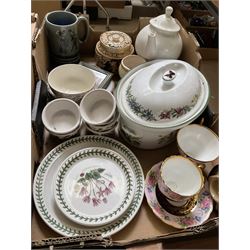 Four boxes of ceramics to include Portmeirion, Royal Worcester tureen, other tea and dinner wares and ceramics etc