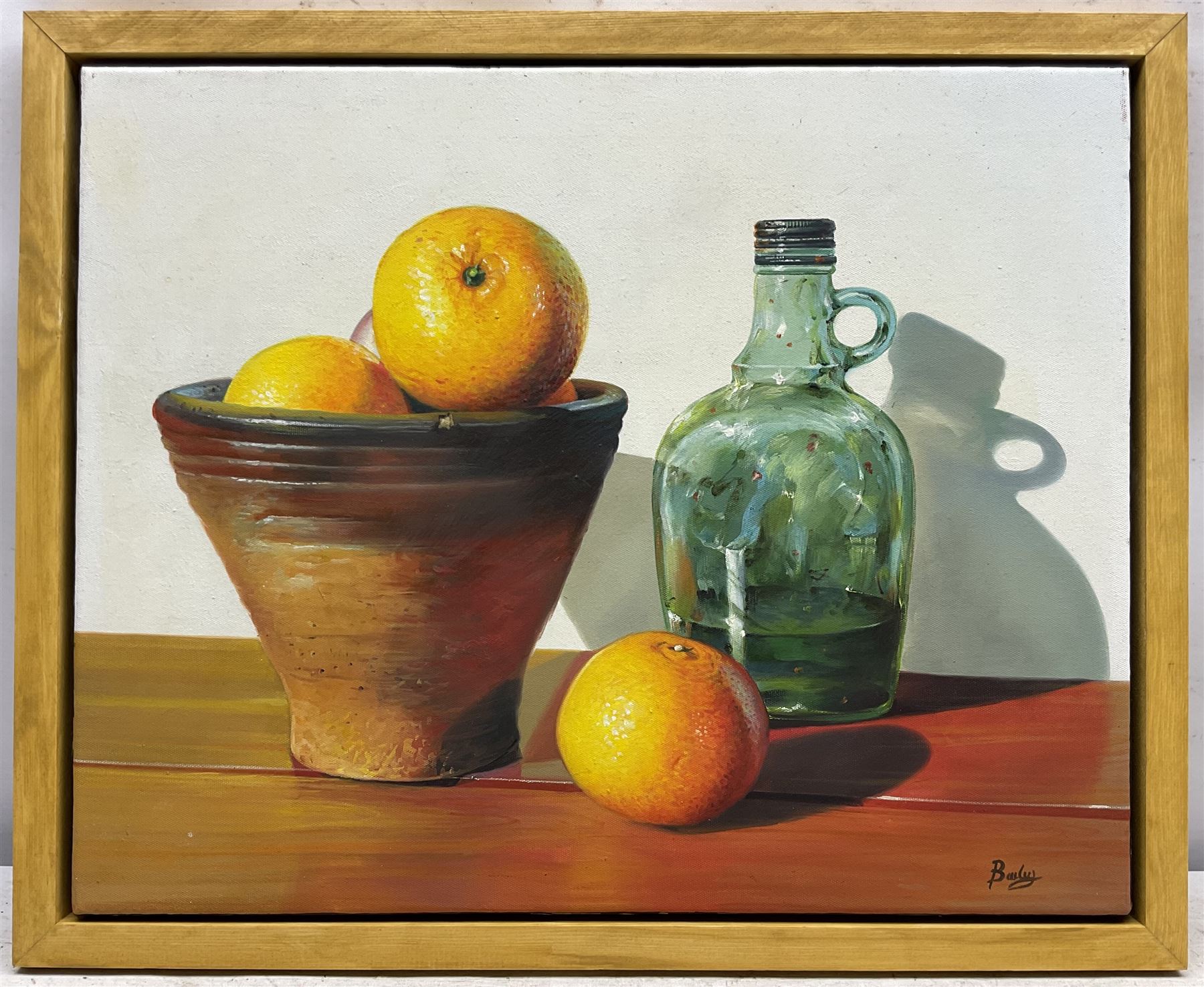 Peter J Bailey (British 1951-): 'To Share an Orange', oil on canvas signed, titled verso 41cm x 51cm