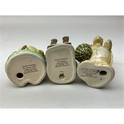 Seven Beswick Beatrix Potter figures, comprising Sir Isaac Newton, Mr Jackson, Tommy Brock, Pickles, Mr Jeremy Fisher, Mr Alderman Ptolemy and Sally Henny Penny, all with printed mark beneath  