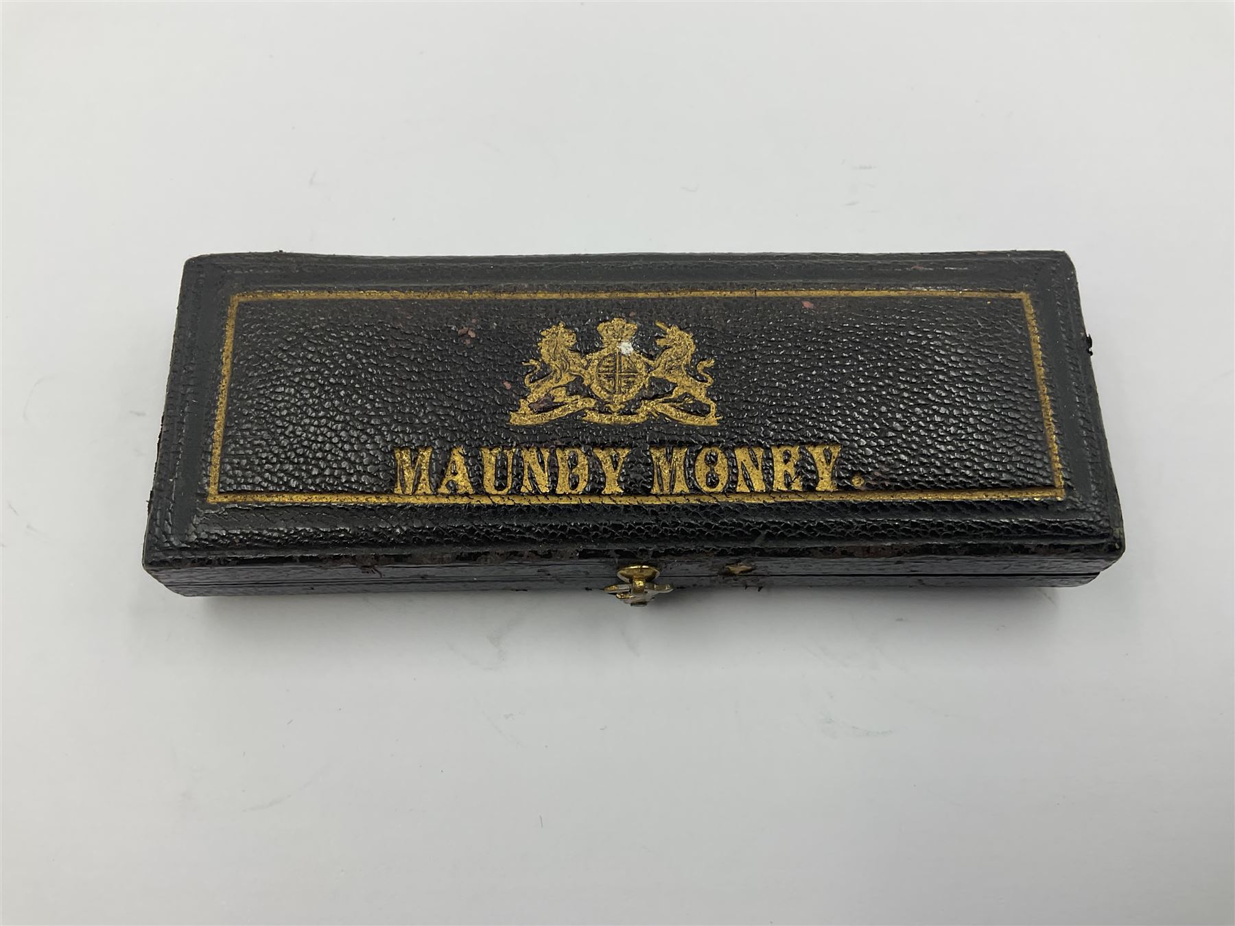 Queen Victoria 1887 maundy coin set, housed in a 'Maundy Money' case