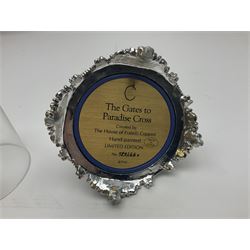 Four limited edition Franklin Mint House of Fratelli Coppini crosses, to include Majestic Cross, Sacred Cross, Star of Hope Jewelled Cross and The Gates to Paradise Cross, all under glass domes, H13cm