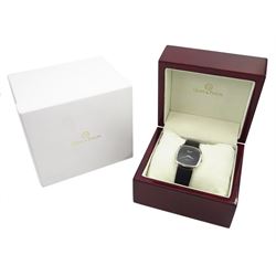Chopard gentleman's 18ct white gold automatic wristwatch Ref. 2086, back case No. 170266, on black leather strap, with original stainless steel buckle