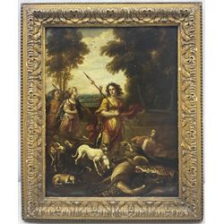 Italian School (Early 19th century): Diana and Her Nymphs Hunting, oil on copper unsigned 39cm x 31cm
