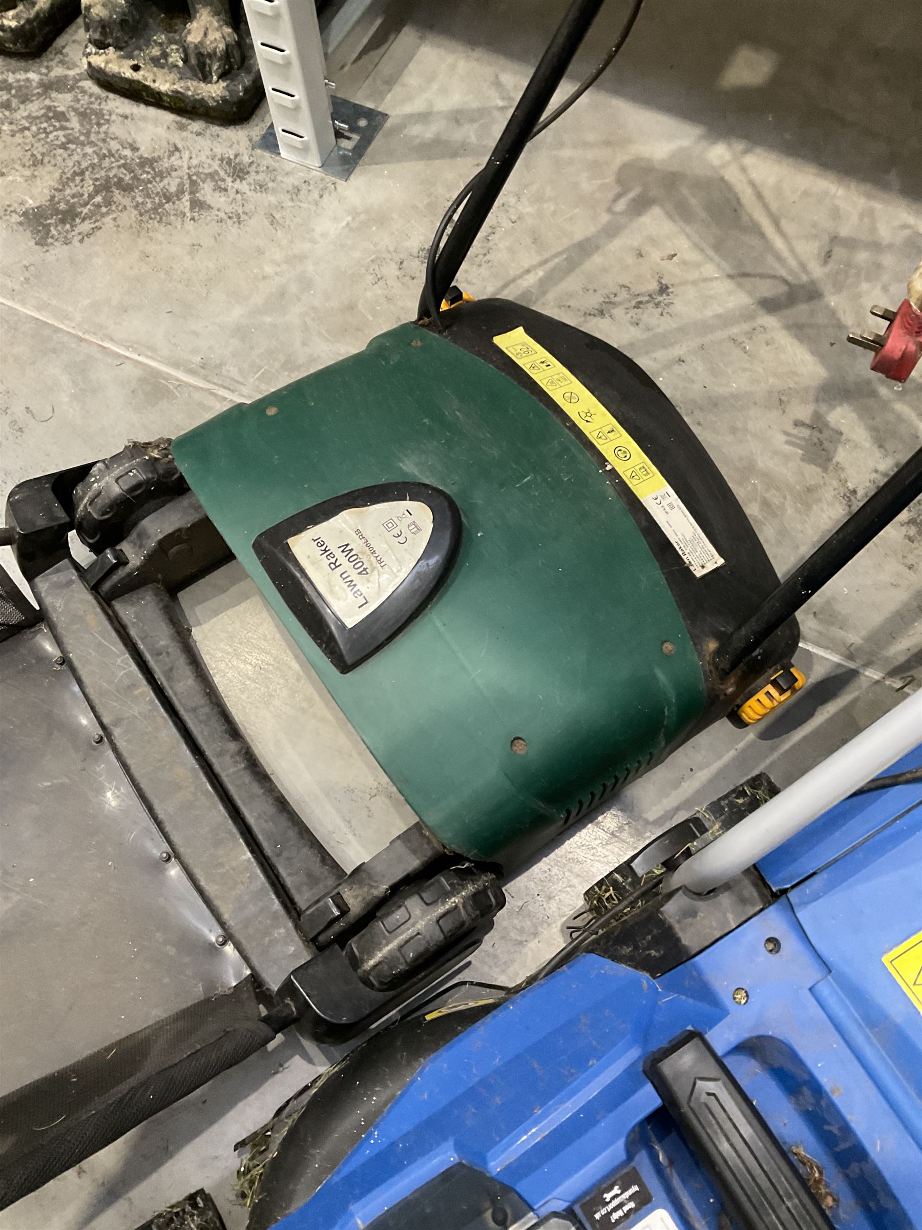 Hyundai 40V Li-Ion battery lawnmower, (no charger), and 400w corded lawn raker - THIS LOT IS TO BE COLLECTED BY APPOINTMENT FROM DUGGLEBY STORAGE, GREAT HILL, EASTFIELD, SCARBOROUGH, YO11 3TX