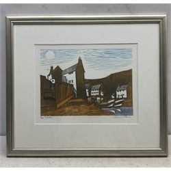 Michael Atkin (Scarborough 1952-): 'Staithes', linocut signed titled and number 8/20, 20cm x 28cm  