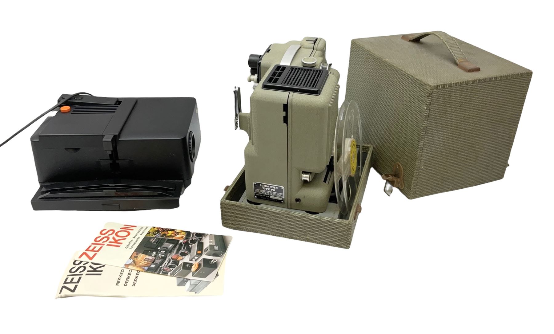 Boxed Zeiss Ikon compact projector, boxed, together with Eumig P8 Imperial projector in case