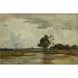 James Herbert Snell (British 1861-1935): 'The Ouse at Hemingford Abbots Hunts.', watercolour signed 29cm x 44cm