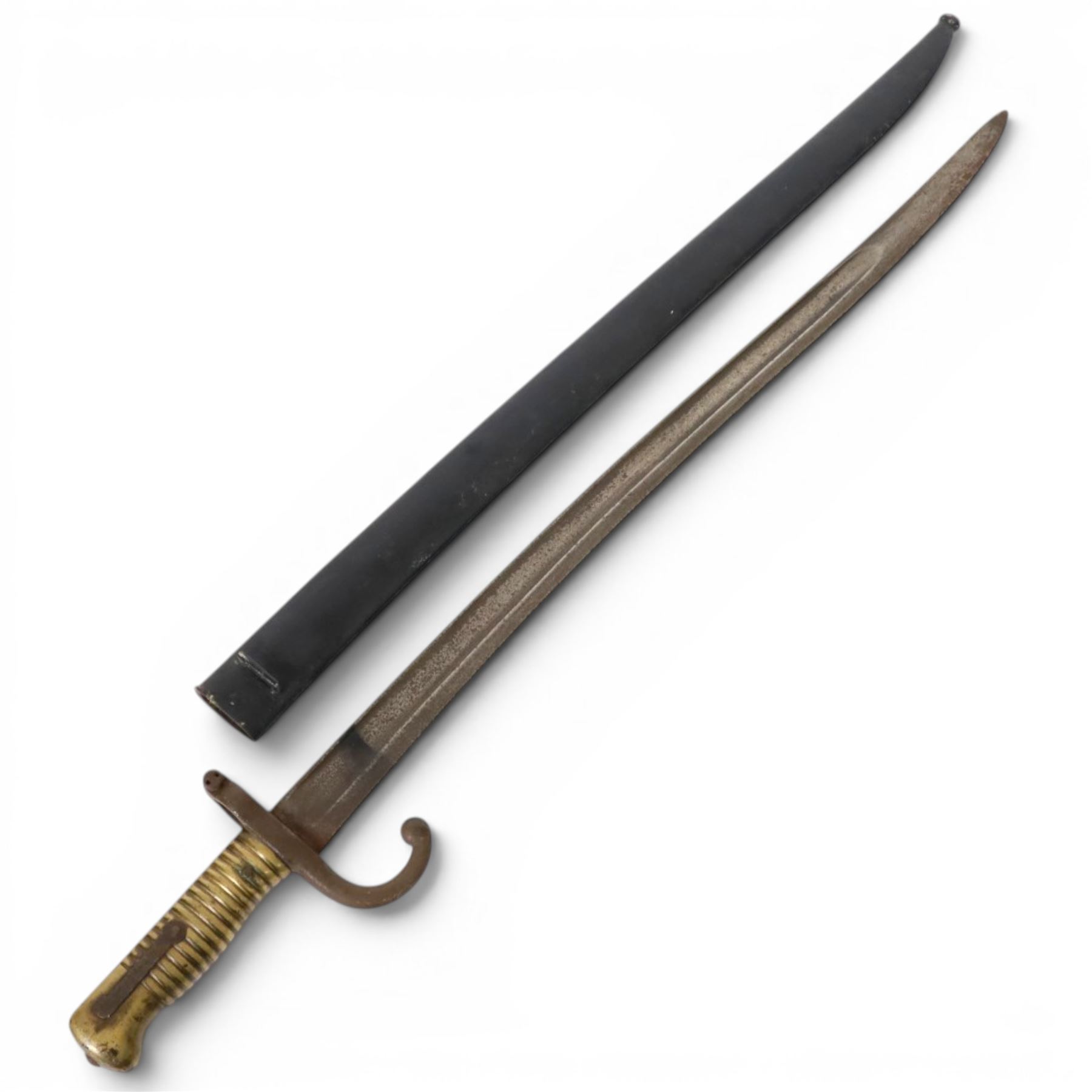 French 1866 Chassepot bayonet, with steal scabbard, overall L71cm 