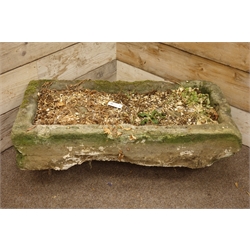  Rectangular weathered stone trough, 102cm x 50cm, H20cm  