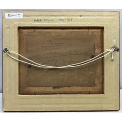 Mark Senior (Staithes Group 1864-1927): 'Blossom' - Lady in a Runswick Bay Garden, oil on panel, signed titled and inscribed 'To Mrs J Hepworth June 1919' verso 20cm x 26cm