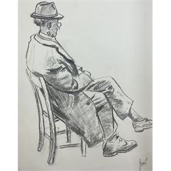 Joan M Pook (British 1927-2011): 'In the Surgery' - Seated Gentleman, pencil signed 32cm x 24cm (unframed)