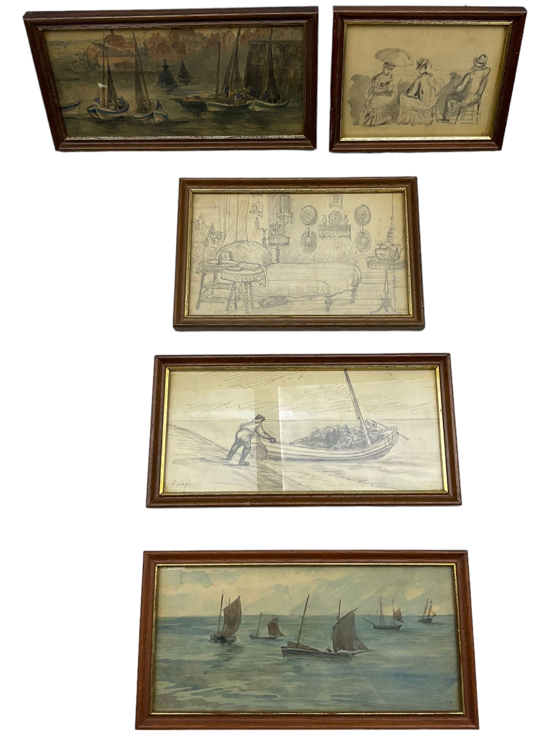 Attrib. Sarah Adelaide Hudson (neé Brereton) (British 19th Century): Scenes from Victorian Yorkshire, collection of watercolours and artists notebooks dating from c1870, including scenes from Longcroft Hall near Beverley - The Family Home (boxed) (approx. 24) 
Notes: Sarah was the sister of artist Caroline Brereton (British 1827-1882).