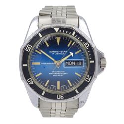 Marine-Star gentleman's automatic 17 jewels wristwatch, Cal. 1238, blue dial, on citizen stainless steel strap