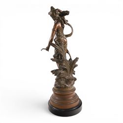 After Moreau, pair of spelter figures Les Bles and Nid de Mesanges