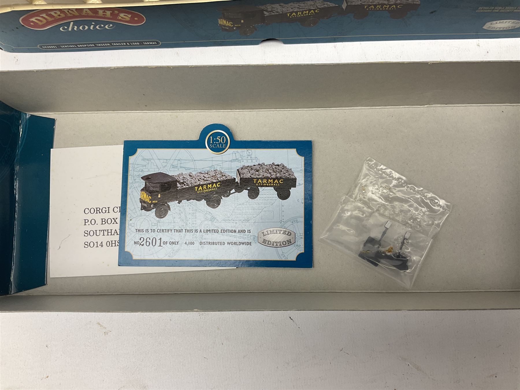 Five boxed Corgi die-cast models comprising ‘Dibnah’s Choice’ Sentinel Dropside wagon and Fowler B6 Crane Engine and Trailer, Albion Caledonian lorry, Texaco tanker and Wall’s AEC trailer