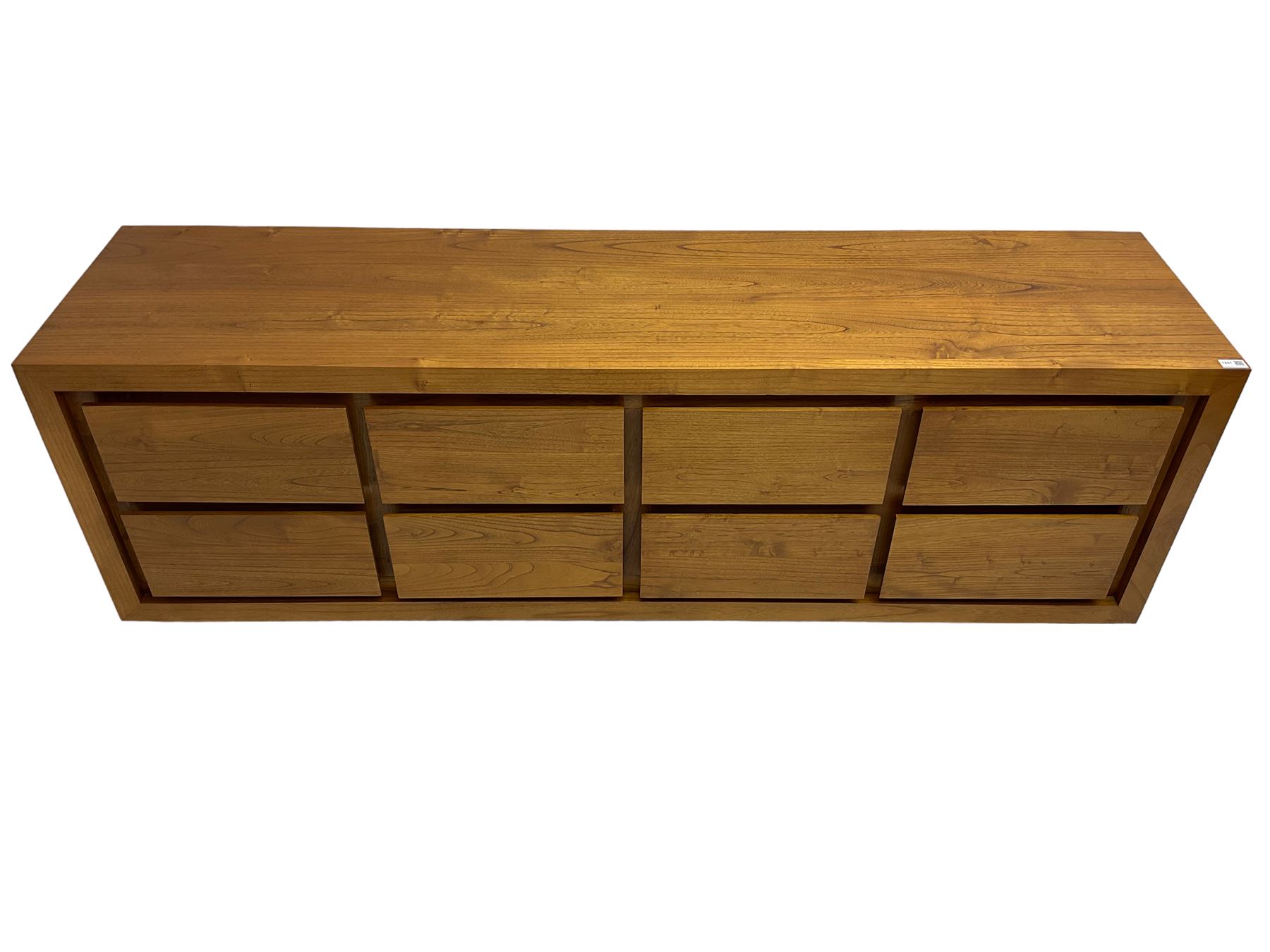 Sirene Design Ltd - contemporary solid ash 'Faro' sideboard or low unit, fitted with bank of eight uniform drawers, on square feet