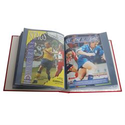 Comprehensive collection of approximately one-hundred and seventy Scarborough FC football programmes for the 1993/94, 1994/95 and 1995/96 seasons, all filed within six dedicated Scarborough FC red Home and Away binders