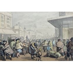William Augustus Sillince (British 1906-1974): Busy Street Scene, watercolour signed 17cm x 26cm 
