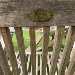 Cannock Gates teak circular garden table and three folding chairs  - THIS LOT IS TO BE COLLECTED BY APPOINTMENT FROM DUGGLEBY STORAGE, GREAT HILL, EASTFIELD, SCARBOROUGH, YO11 3TX