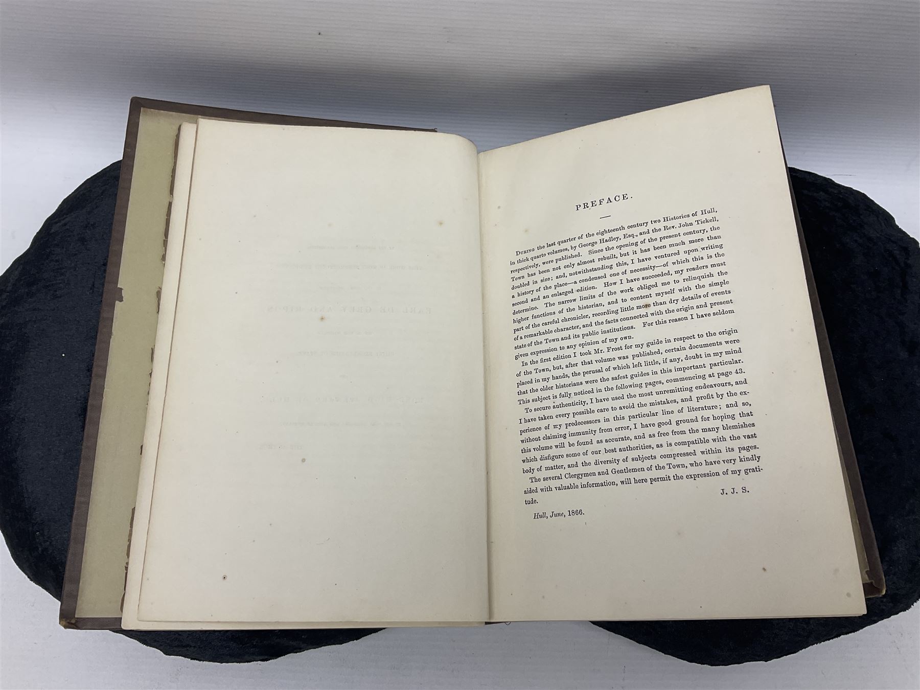 Sheahan, James Joseph, History of the Town & port of Kingston upon Hull, Second edition, John Green Beverley, 1866, folding frontis, map and engraved plates, together with another example of the same, (2)