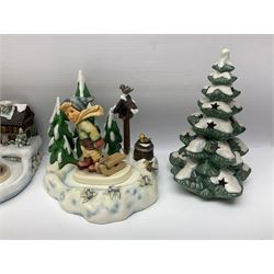 Large collection of Christmas themed Hummel figures and Hummel scapes by Goebel, to include Winter Friend, Making New Friends, Tree Trimming Time, Winter Adventure etc