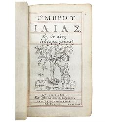 Homer's Illiad, 1554, with engraved title plate, complete book in greek text, the book has been rebound and rebacked