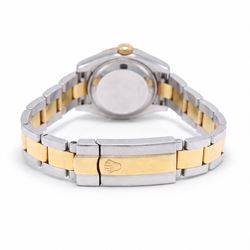Rolex Oyster Perpetual Datejust ladies stainless steel and gold automatic wristwatch, circa 2009, Ref. 179313, serial No. V739209, white dial with Roman numeral hour markers and 18ct gold diamond set bezel, on gold and stainless steel and gold Oyster bracelet, with fold-over clasp, boxed with papers