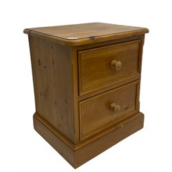 Three solid pine two drawer chests