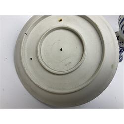 Wedgwood jasperware chamber candlestick, together with blue and white ceramic tankard, footed jug, art glass basket etc