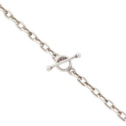 Georg Jensen silver pendant necklace, no. 342 designed by Henning Koppel, London import mark 1977, on a silver cable link chain with toggle clasp