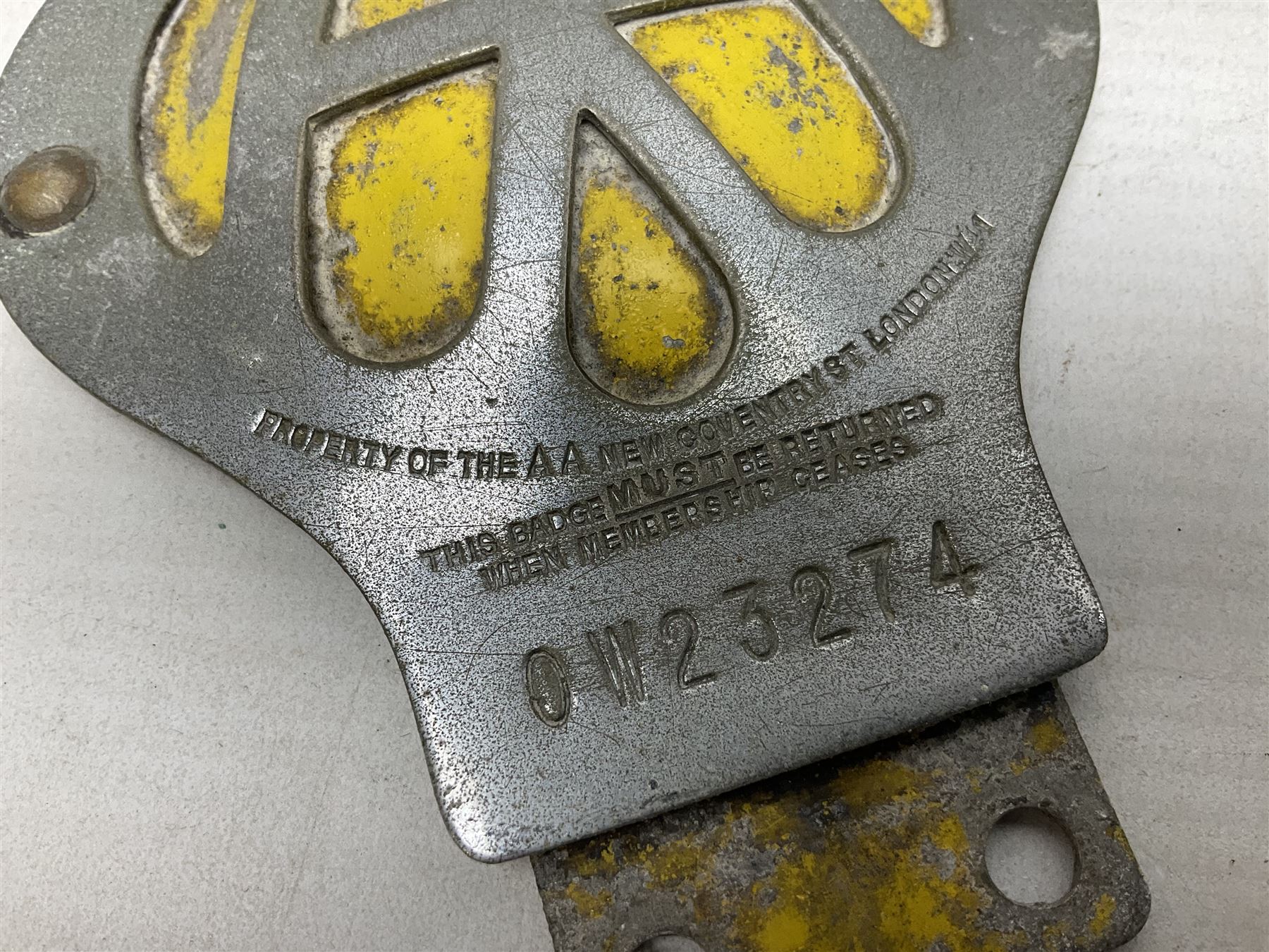 Gold plated leaping Jaguar car mascot, no.7'24265'3WB L12.5cm; three AA car badges and Veteran Motorists car badge; and quantity of 1950s fuel and general ration books