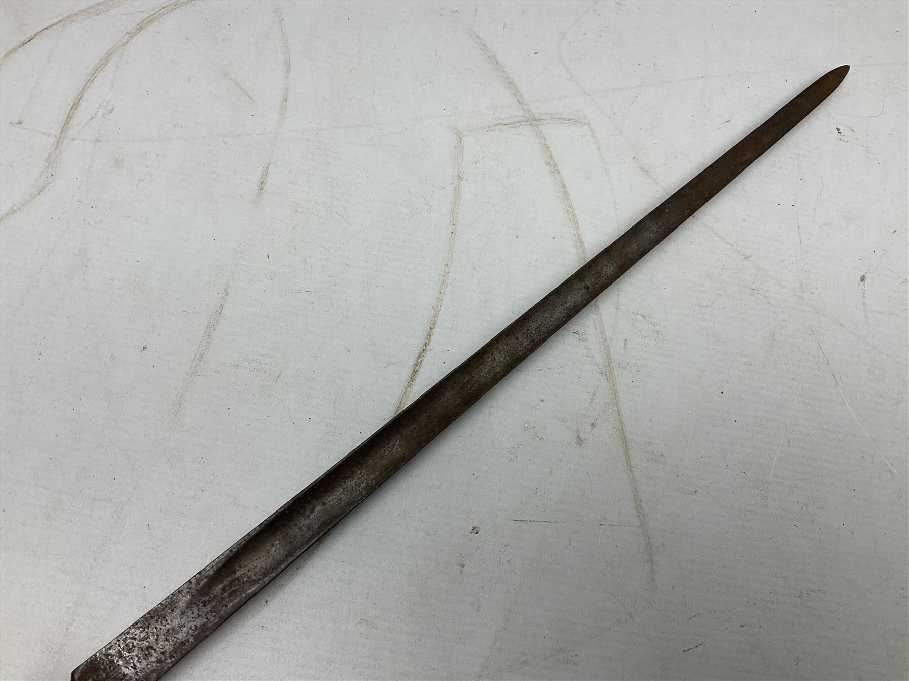 Five 19th century bayonets in relic condition without scabbards comprising British Pattern 1876 socket bayonet with Indian markings; French Model 1874 epee bayonet; and three French Model 1866 sabre bayonets (5)