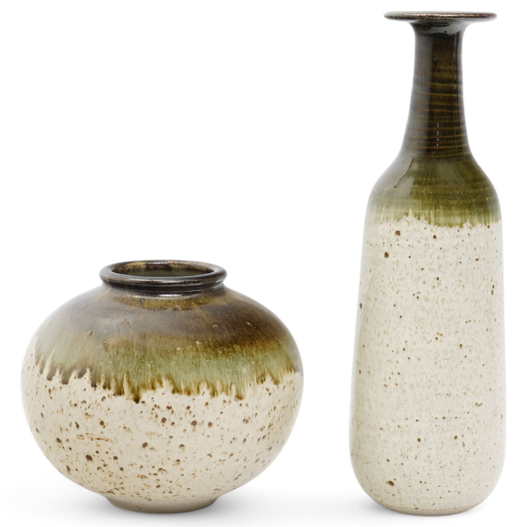 Pair of 20th Century Tapered Baluster Form Mottled Glass Vases Pair of 20th Century Tapered Baluster Form Mottled Glass Vases