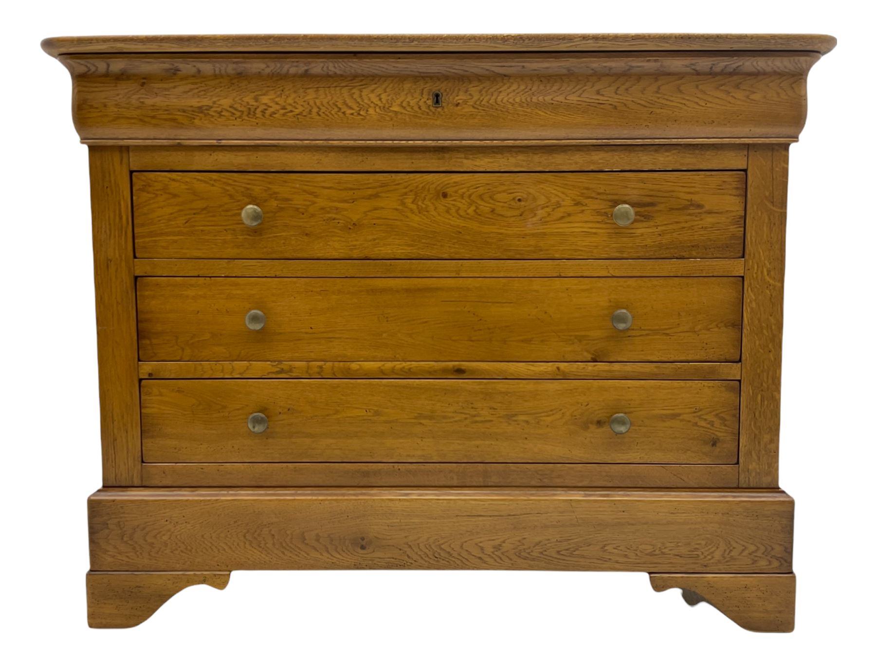 Barre Dugue - French oak five drawer chest with three drawers and frieze drawer at top and one at bottom 
