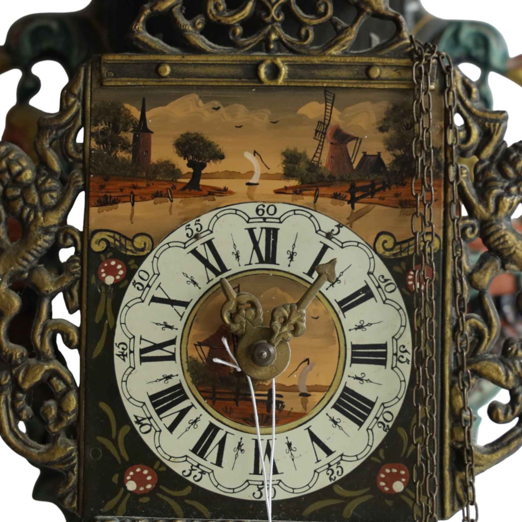 Dutch wall clock with decorative dial